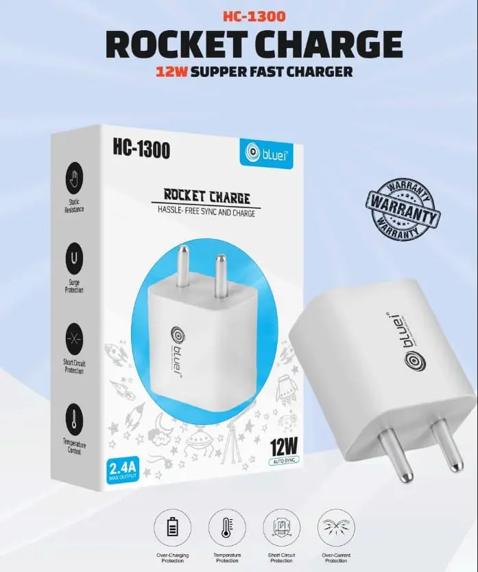 Bluei-HC-1300 Rocket Charge (2.4A 12W) With Micro Cable