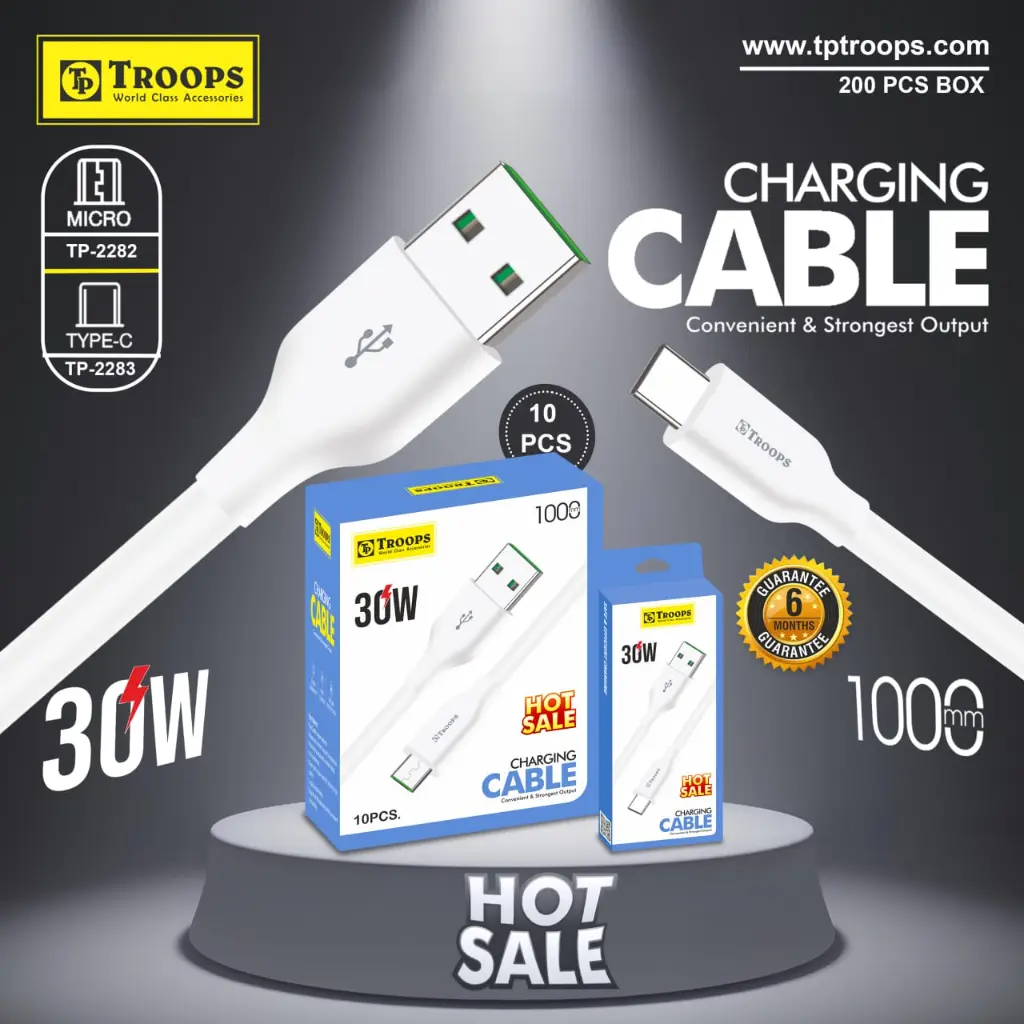 TP-2283  USB+TYPE C 2.5A 1MTR DESIGN CHARGING CABLE 6M GRNTY