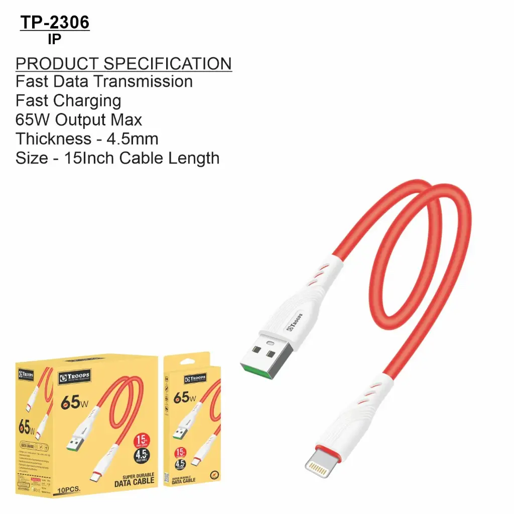 TP-2306  65W USB+iOS 4.5MM 15INCH PO BANK CABLE 6M GRNTY