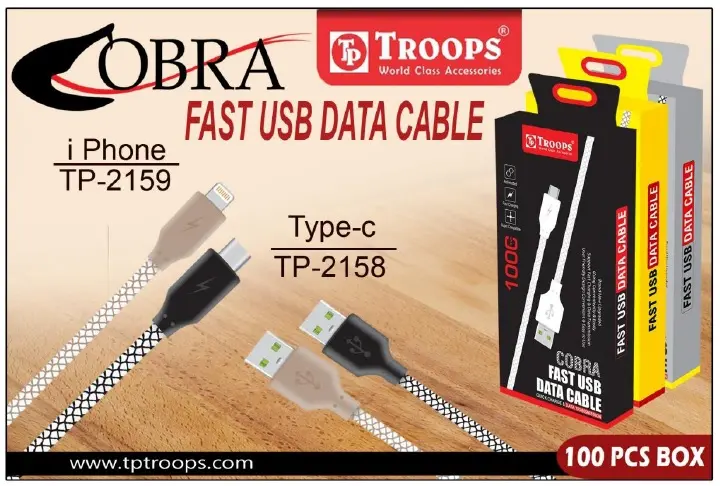 TP-2159 CLOSE  USB+I PHONE 5 1MTR COBRA COLOUR WIRE