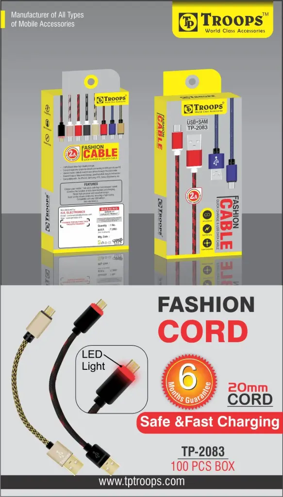 TP-2083 CLOSE  USB+S3 20MM 7 DATA CORD COLO NO WRANTY