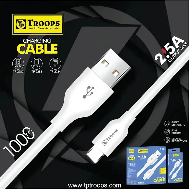 TP-2282  USB+TYPE C 2.5A 1MTR DESIGN CHARGING CABLE 6M GRNTY