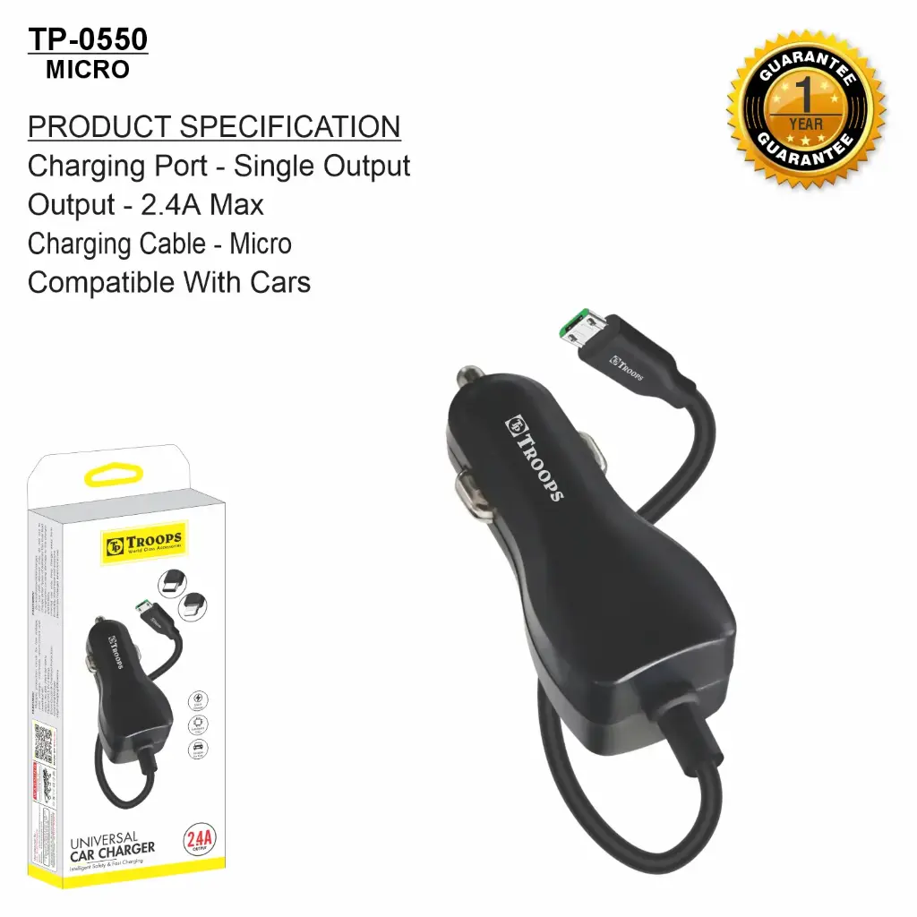 TP-0550 CLOSE  2.4A UNIVERSAL S3 CAR CHARGER 1Y GRNTY