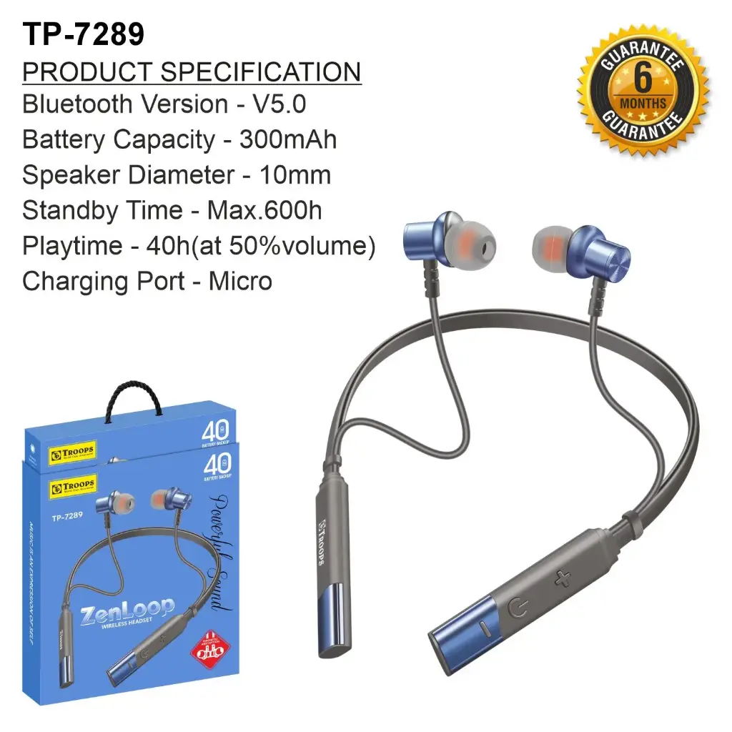 TP-7289  WIRELESS BLUETOOTH 40 HRS SY104 6M GRNTY