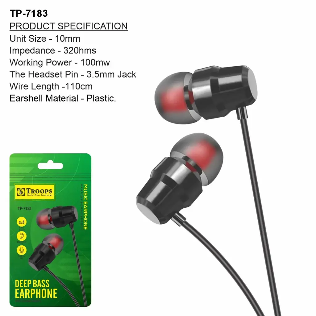 TP-7183  DEEP BASS EARPHONE HI FI SOUND