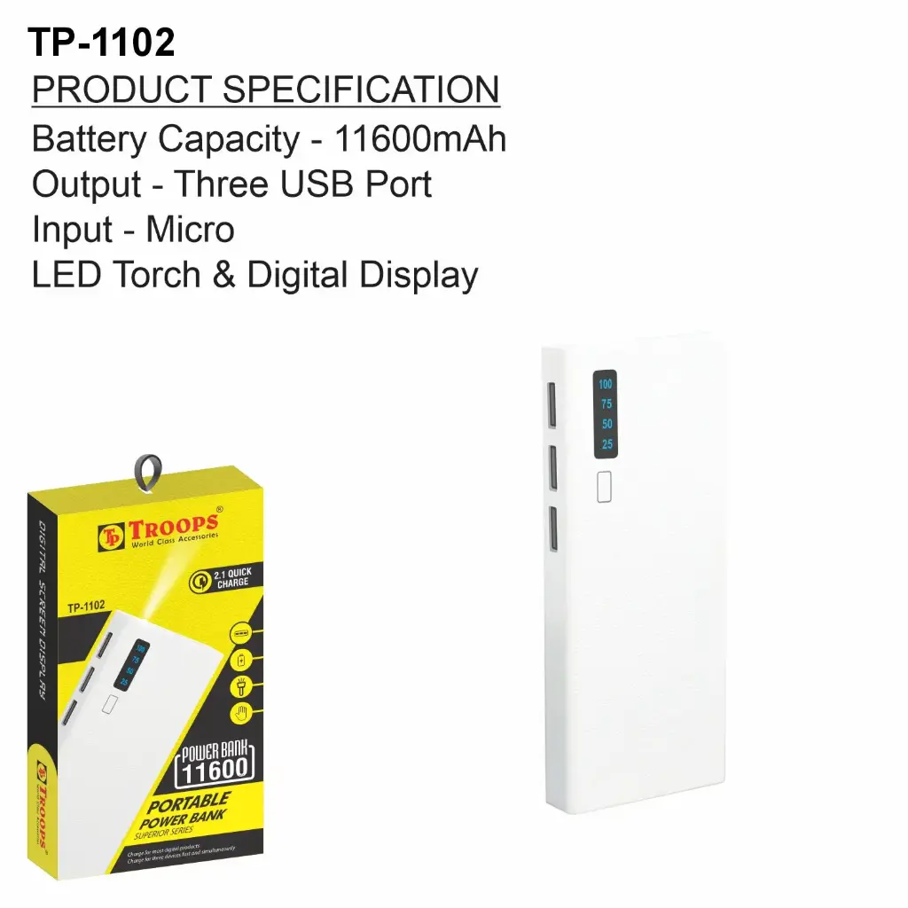 TP-1102  11600MAH DIGITAL POWER BANK