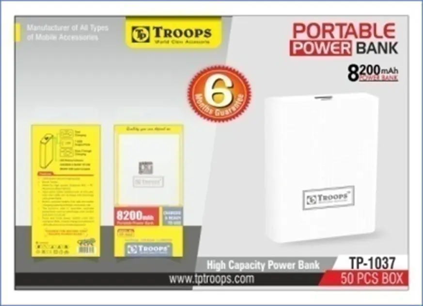 TP-1037 CLOSE  8200MAH PO BK 6M WRANTY