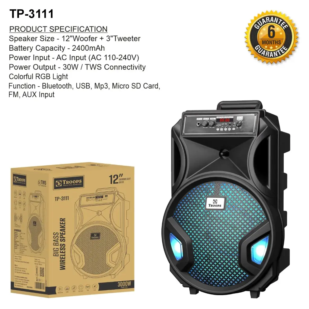 TP-3111  12INCH 3000W BIG BASS WIRELESS SPK