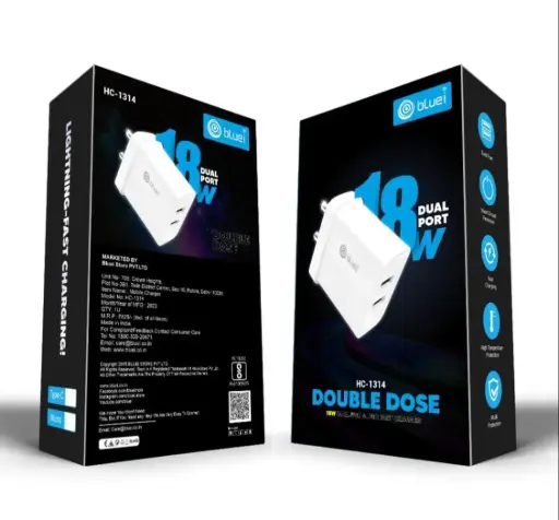 Bluei-HC-1314 Double Dose (18W) Dual USB With Micro Cable