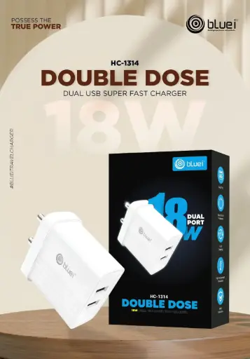 Bluei-HC-1314 Double Dose (18W) Dual USB With Type C Cable