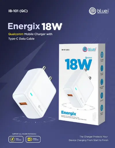 Bluei-IB-101 QC Energix (18W) Single USB With Type c Cable