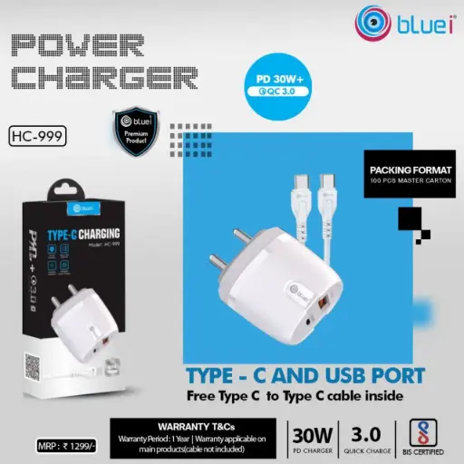 Bluei-Quick Charge HC-999 (QC 3.0A + 30W PD ) Charger