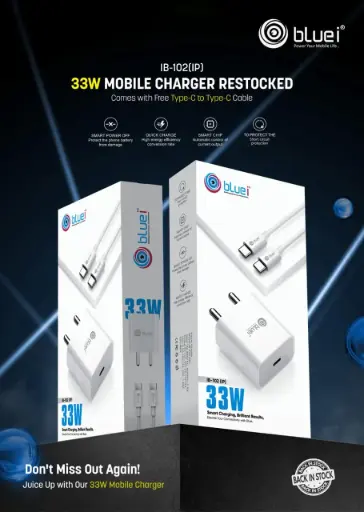 Bluei-IB -102 (IP) 33W PD With PD Type C Cable (For iphone)