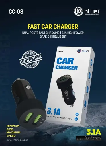 Bluei-CC-03 Car Charger (3.1A with micro cable)