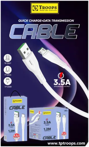 TP-2308  USB+TYPE C 3.5AMP CHARG+DATA 1.2MTR LINE 6M GRNTY