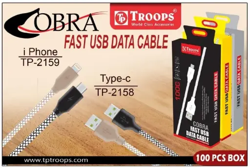 TP-2159 CLOSE  USB+I PHONE 5 1MTR COBRA COLOUR WIRE