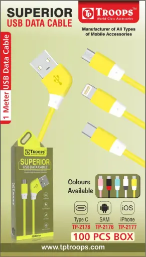 TP-2176 CLOSE  USB+S3 1MTR MIX COLOUR WIRE