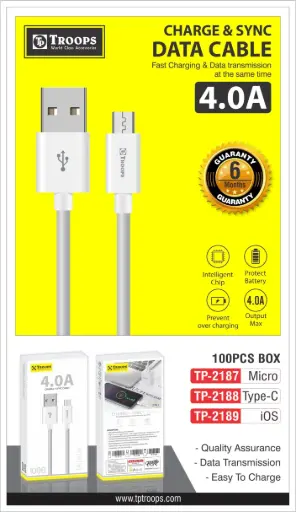 TP-2189 CLOSE  USB+I PHONE 1MTR DATA CABLE WHIT NO WRANTY