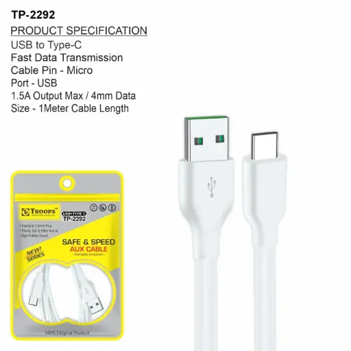 TP-2292 CLOSE  USB+TYPE C 1MTR LINE CABLE