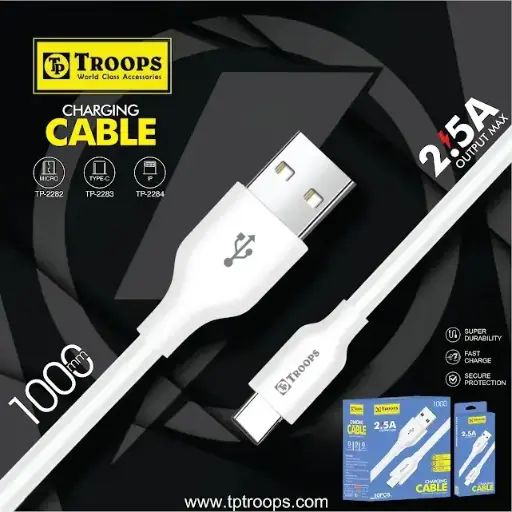 TP-2282  USB+TYPE C 2.5A 1MTR DESIGN CHARGING CABLE 6M GRNTY