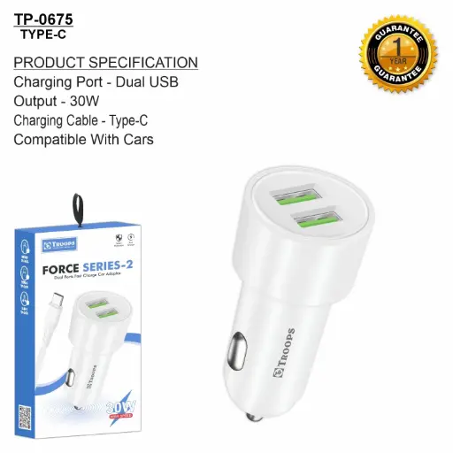 TP-0675  30W FORCE SERIES 2 TYPE C CAR CHAR 1Y GRNTY