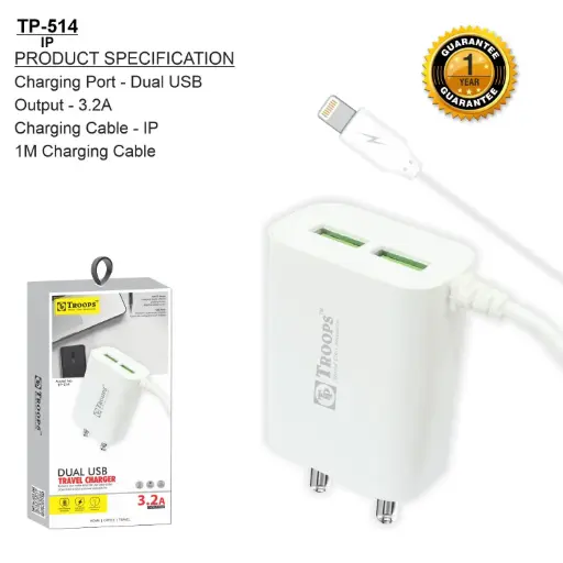 TP-0514 CLOSE  3.2AMP I PHONE 5 + 2USB CHARGER 1Y WRANTY