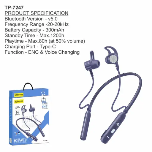 TP-7247  TROOPS BH72 WIRELESS NECKBAND N0 GRNTY