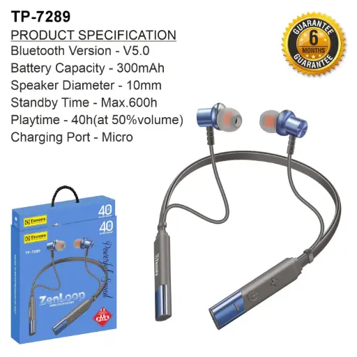 TP-7289  WIRELESS BLUETOOTH 40 HRS SY104 6M GRNTY