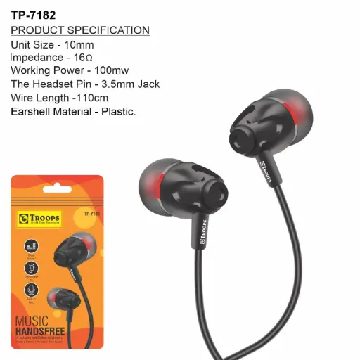 TP-7182  IN EAR WIRED STEREO EARPHONE
