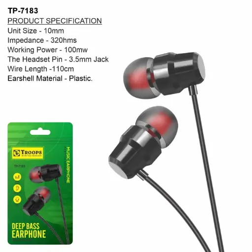 TP-7183  DEEP BASS EARPHONE HI FI SOUND