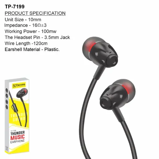 TP-7199  EXTRA BASS MUSIC EARPHONE BOX PKG