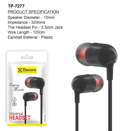 TP-7277  EARPHONE WITHOUT AUX 35CM 1.9MM PAIR