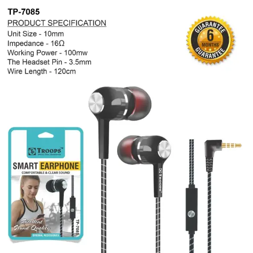 TP-7085 CLOSE  SMART EARPHONE WITH MIC 6M WRANTY