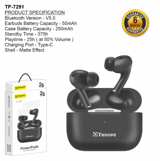 TP-7291  EARPOD PRO BLACK MATT 6M GRNTY