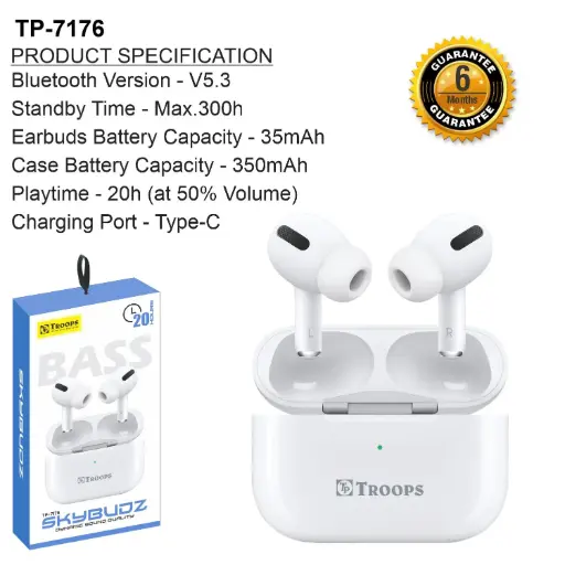 TP-7176 CLOSE  TRUE WIRELESS EARBUDS 20hrs BACK UP 6M GRNTY