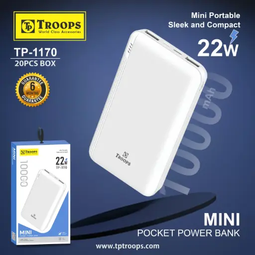 TP-1170  22W 10000MAH MINI POCKET PO BANK 6M GRNTY