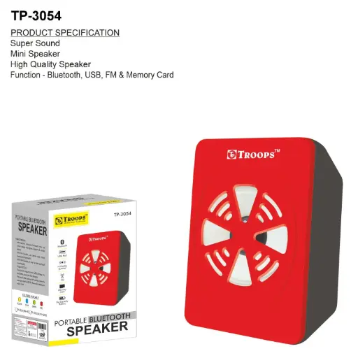 TP-3054 CLOSE  PORTABLE FM+BLUETOOTH SPKER 3M GRNTY