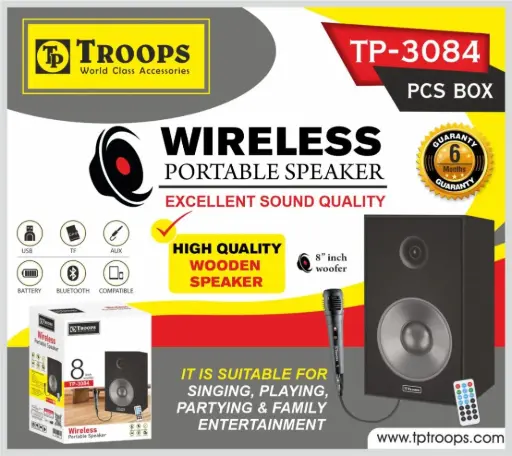 TP-3084 CLOSE  WOODEN BLUETOOTH SPEAKER WITH WIRED MIC