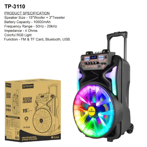 TP-3110  15INCH 8000W PMPO PROFESSIONAL TROLY SPEAKER